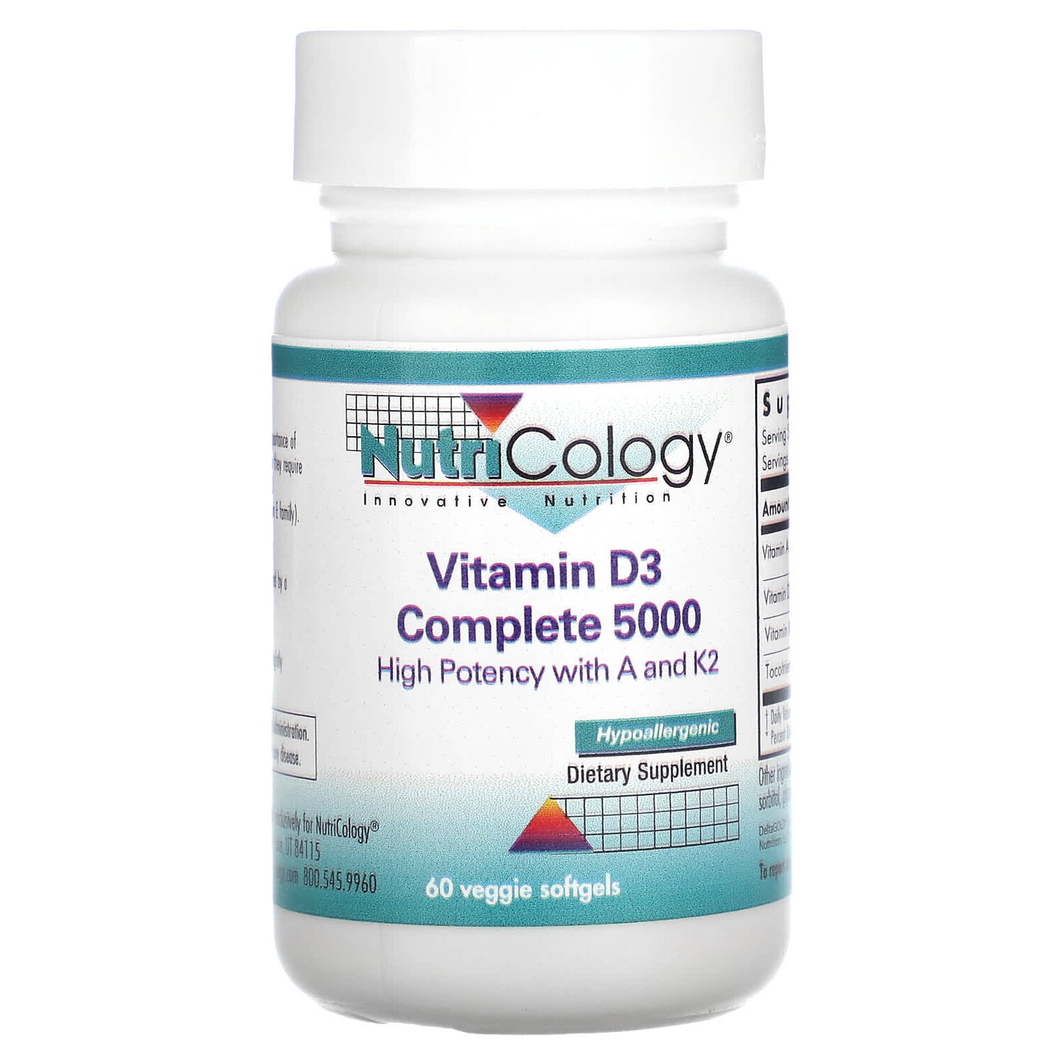 

Комплекс с витамином D3 5000, 60 растительных капсул, Nutricology