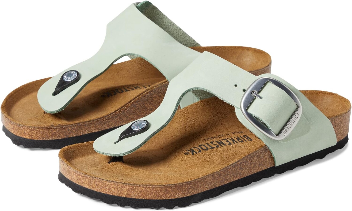 

Шлепанцы Gizeh Big Buckle - Nubuck Leather Birkenstock, цвет Matcha Nubuck