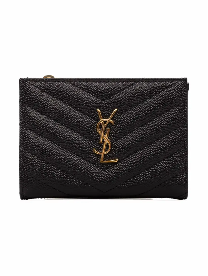 

Стеганое портмоне с логотипом Saint Laurent, черный