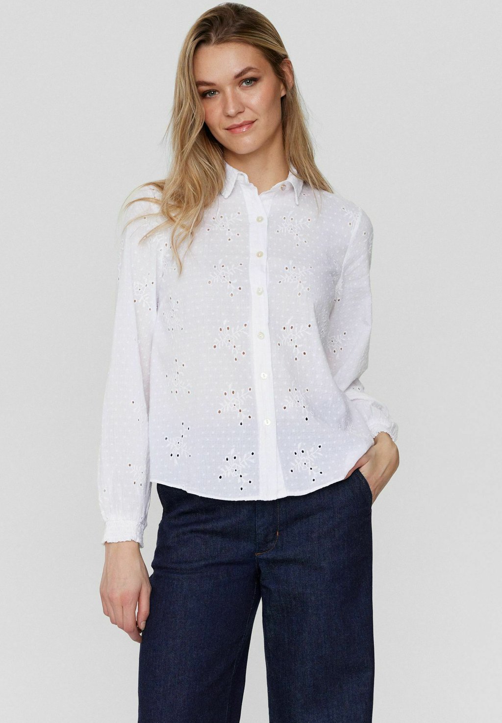 Блузка-рубашка NUVIDA Nümph, цвет bright white блузка рубашка nuavas nümph цвет limelight