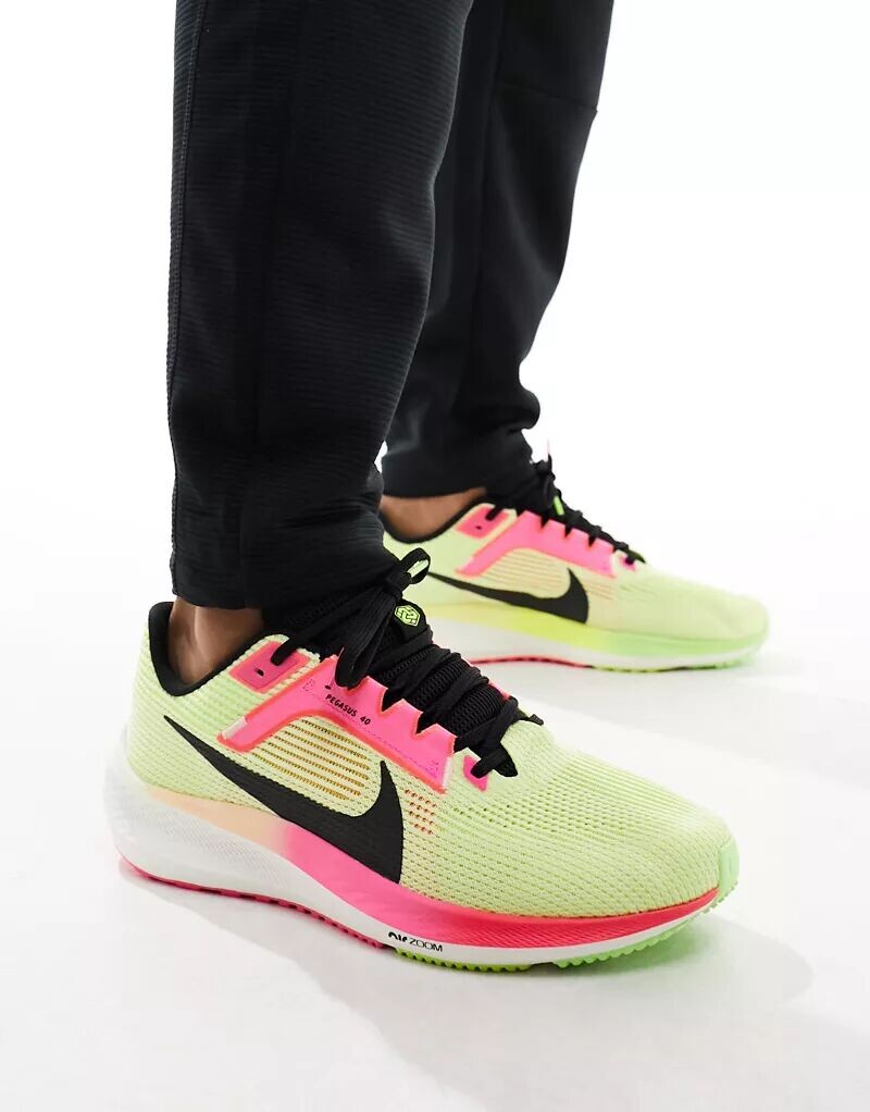 

Премиальные кроссовки Nike Air Zoom Pegasus 40 ярко-зеленого и розового цвета