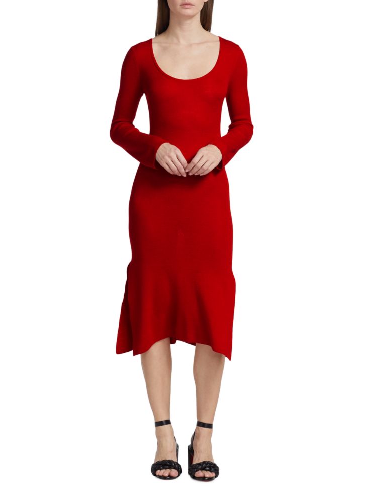 Платье миди в рубчик Cecily Baum Und Pferdgarten, красный