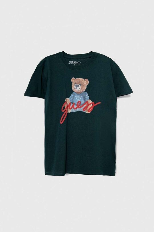 

Детская хлопковая футболка Guess, зеленый