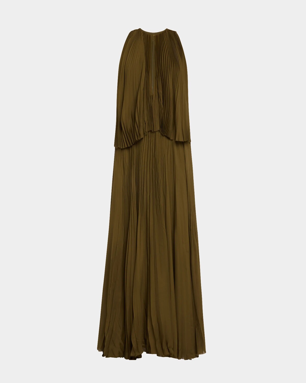 

Плиссированное двухуровневое платье Hallett Brandon Maxwell, цвет Olive Green