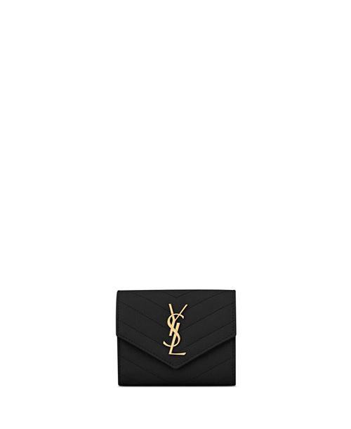 

Клатч Cassandre с клапаном из кожи ягненка и блестящей кожи Saint Laurent, цвет Black