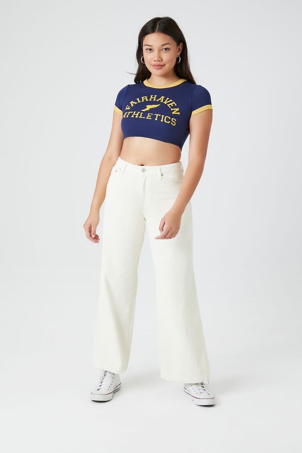 

Вельветовые широкие брюки Forever 21, белый