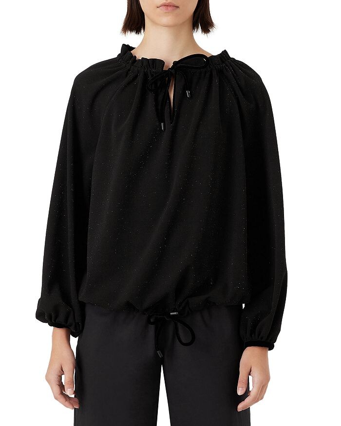 

Металлизированный топ с завязками на шее Armani