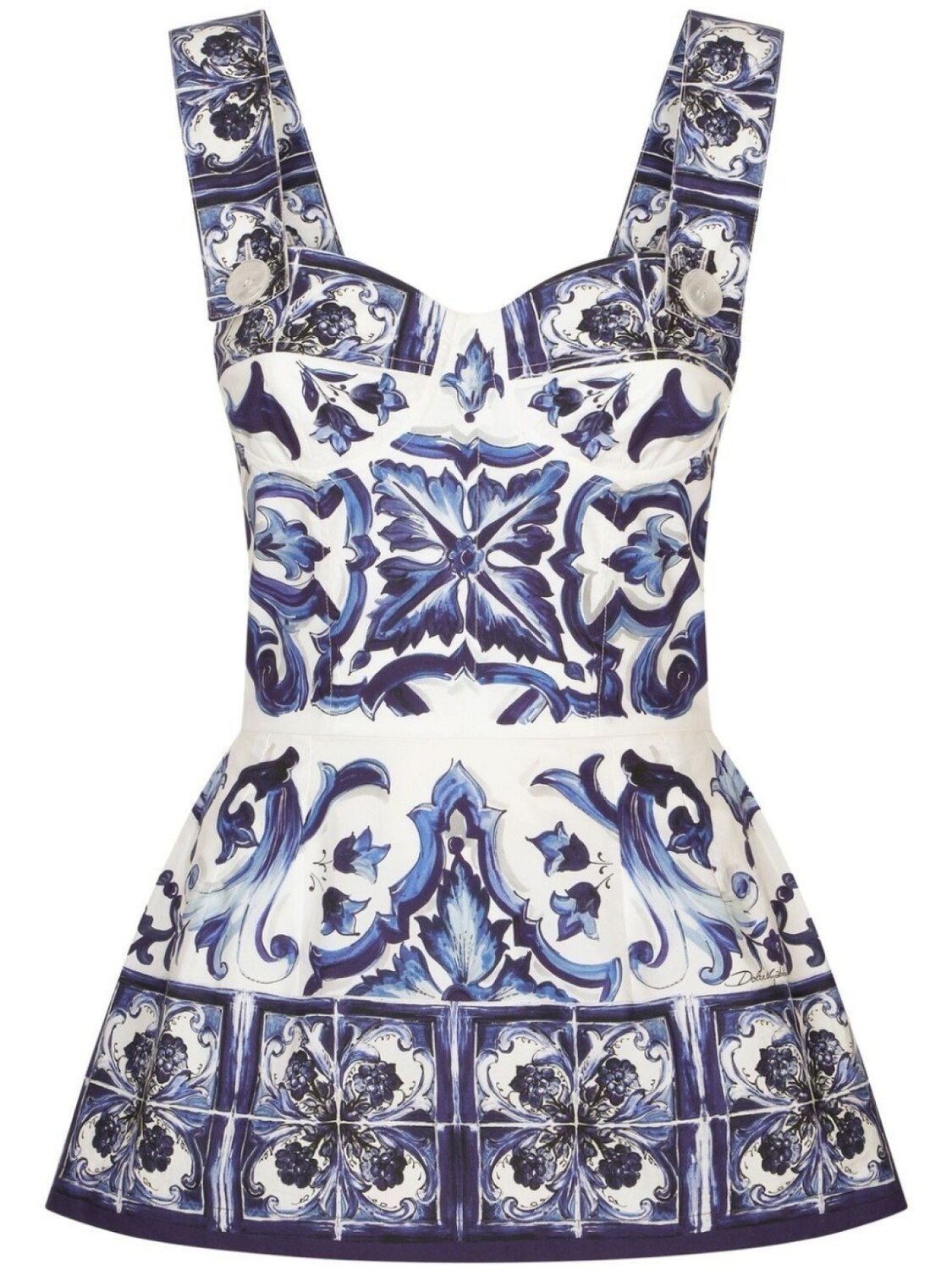 

Dolce & Gabbana блузка с баской и принтом Majolica, синий