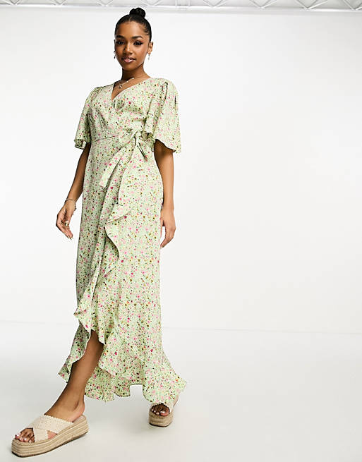 Зеленое чайное платье макси с запахом спереди Vero Moda повседневное платье макси с запахом спереди для беременных vero moda vero moda maternity