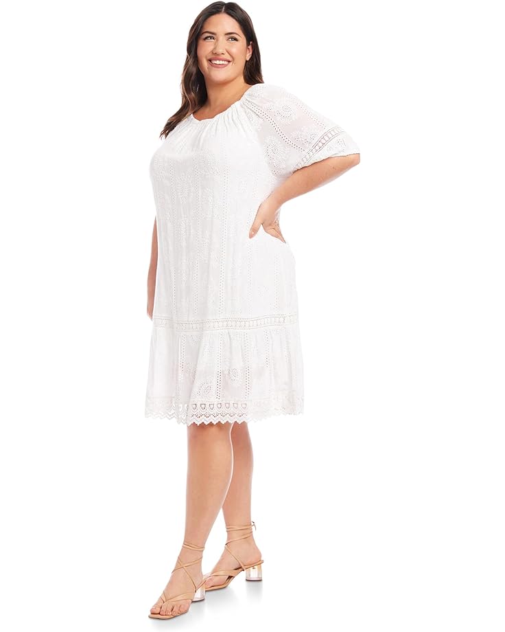 Платье Karen Kane Plus Size Short Sleeve Embroidered Dress, белый
