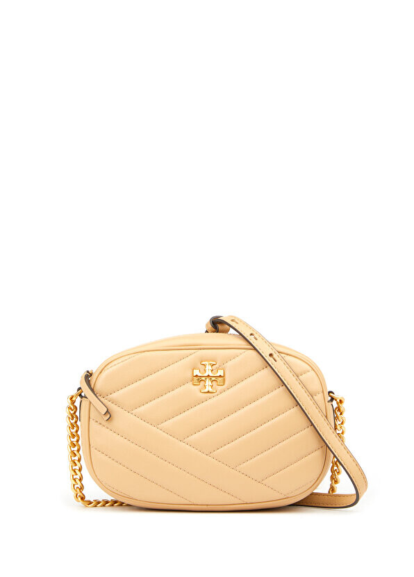 

Kira chevron бежевая женская кожаная сумка через плечо Tory Burch