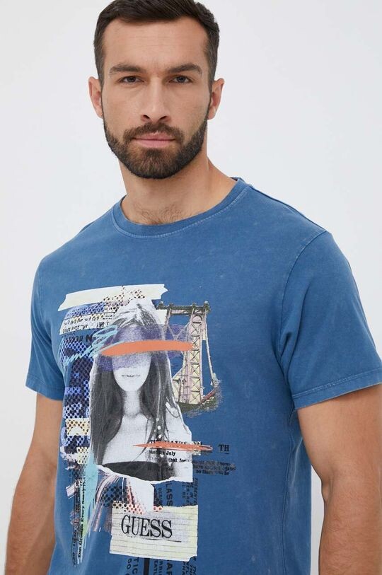 

Футболка из хлопка Guess, синий