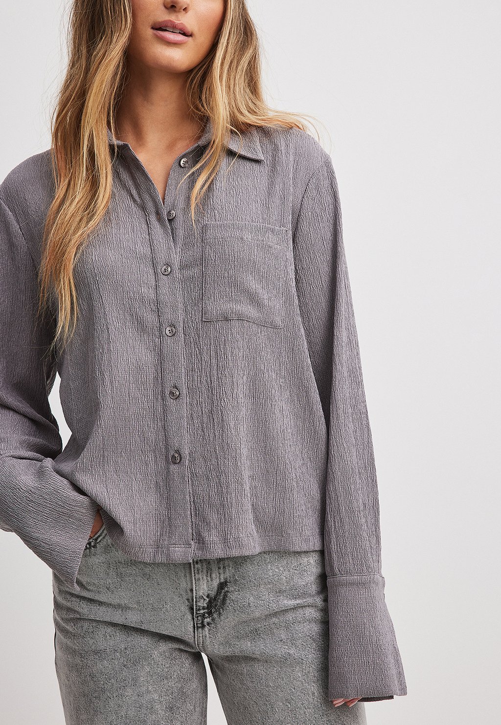 Блуза-рубашка NA-KD, цвет dark grey