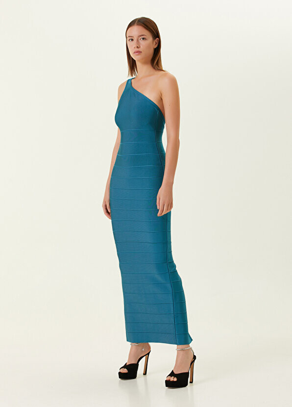 

Вечернее платье макси на одно плечо petrol Herve Leger