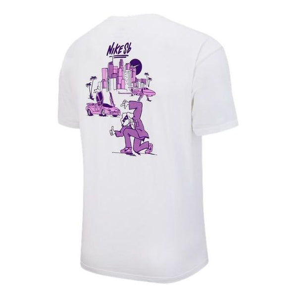 Футболка Men's Nike City Cartoon Printing Round Neck Short Sleeve White T-Shirt, белый