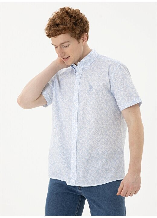 

Голубая мужская рубашка с коротким рукавом RICARDI U.S. Polo Assn., синий