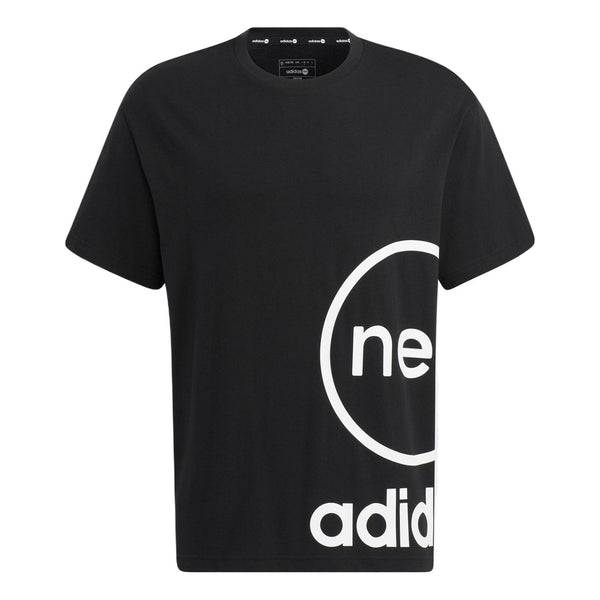 Футболка adidas neo U Esnt Tee1 Large Logo Printing Round Neck Pullover Short Sleeve Black T-Shirt, черный