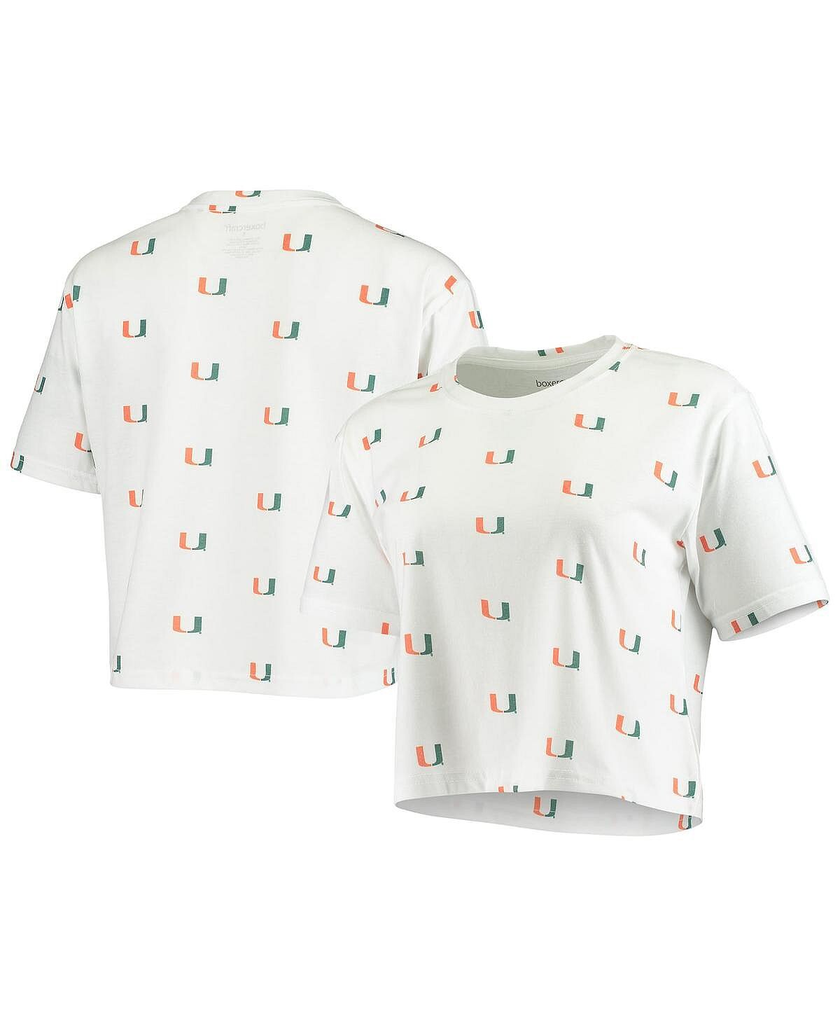 

Женская белая укороченная футболка с принтом Miami Hurricanes Boxercraft, белый