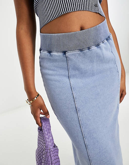 

Юбка макси из джерси ASOS DESIGN синего цвета из денима