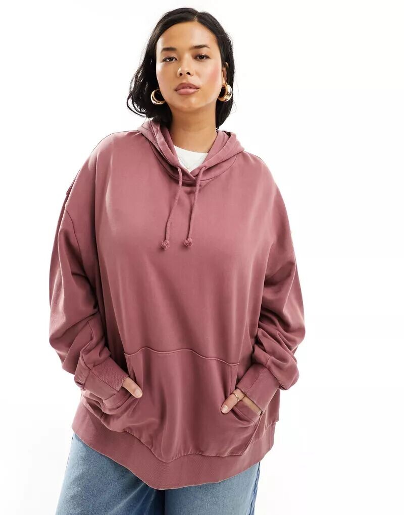 

Толстовка оверсайз цвета стираного баклажана ASOS DESIGN Curve