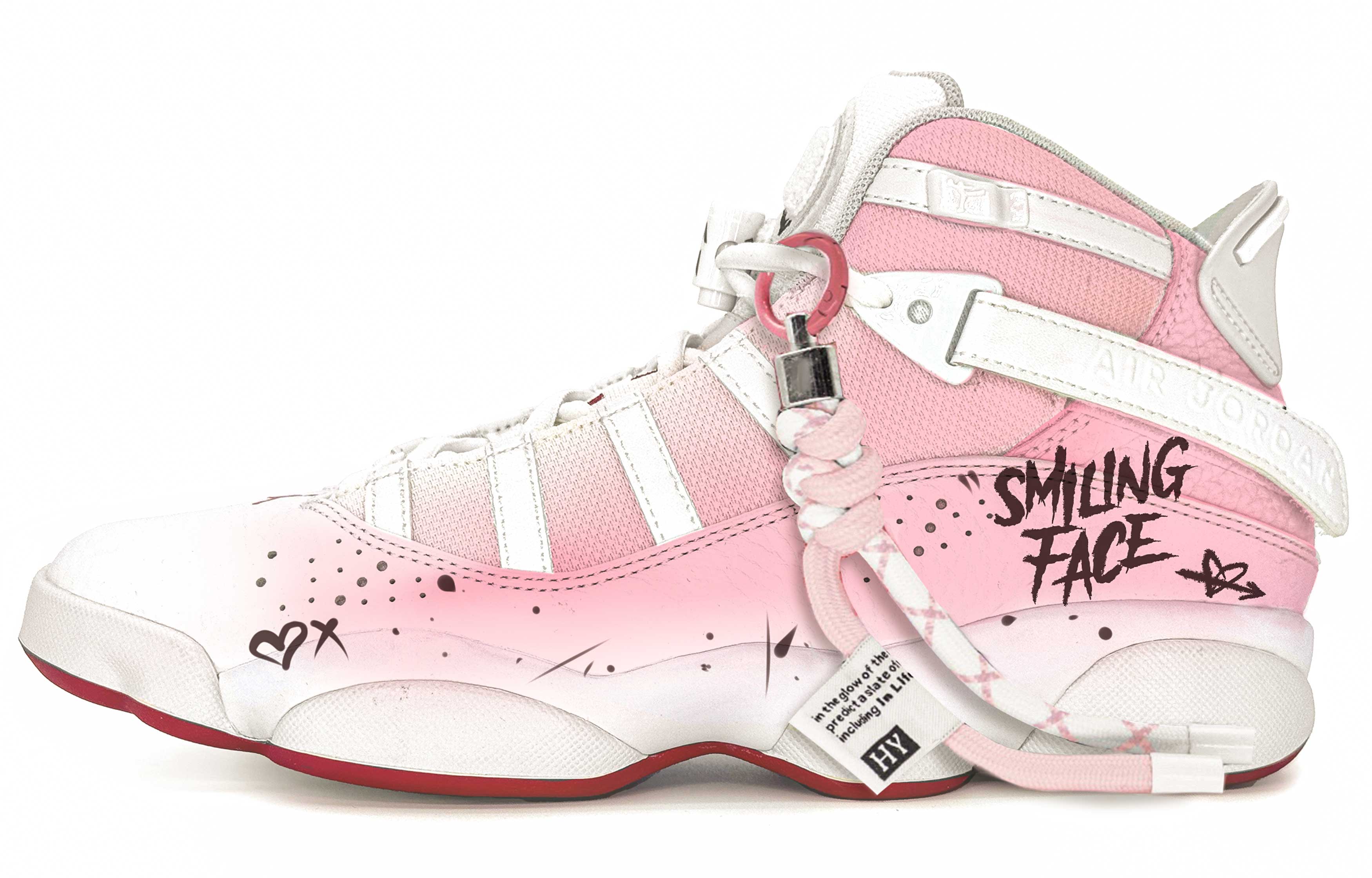 

Кроссовки Air Jordan 6 Rings Vintage Basketball Shoes Men High-top White/pink, розовый