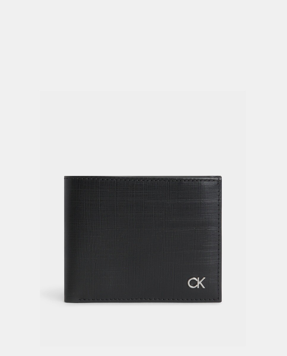 

Черный кожаный кошелек с монетницей и RFID Calvin Klein, черный