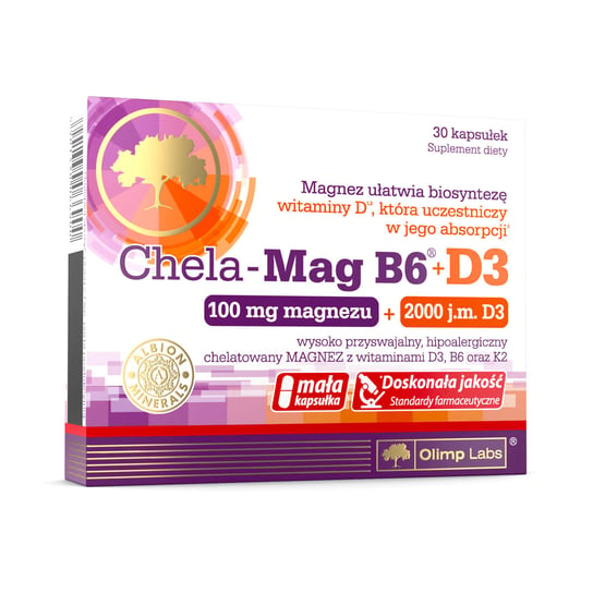 Olimp Chela-Mag B6 + D3 - 30 капсул Olimp Labs olimp labs биологически активная добавка к пище chela mag b6 690 мг 60 olimp labs витамины и минералы