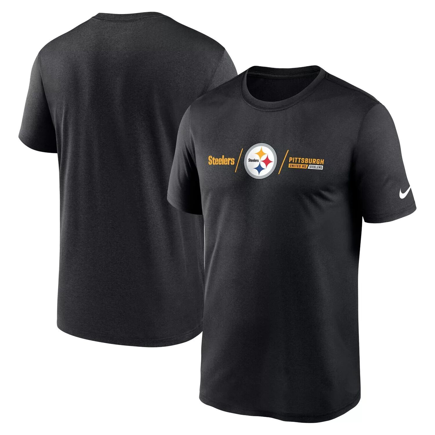 

Мужская черная футболка Pittsburgh Steelers Horizontal Lockup Legend Performance Nike, Черный