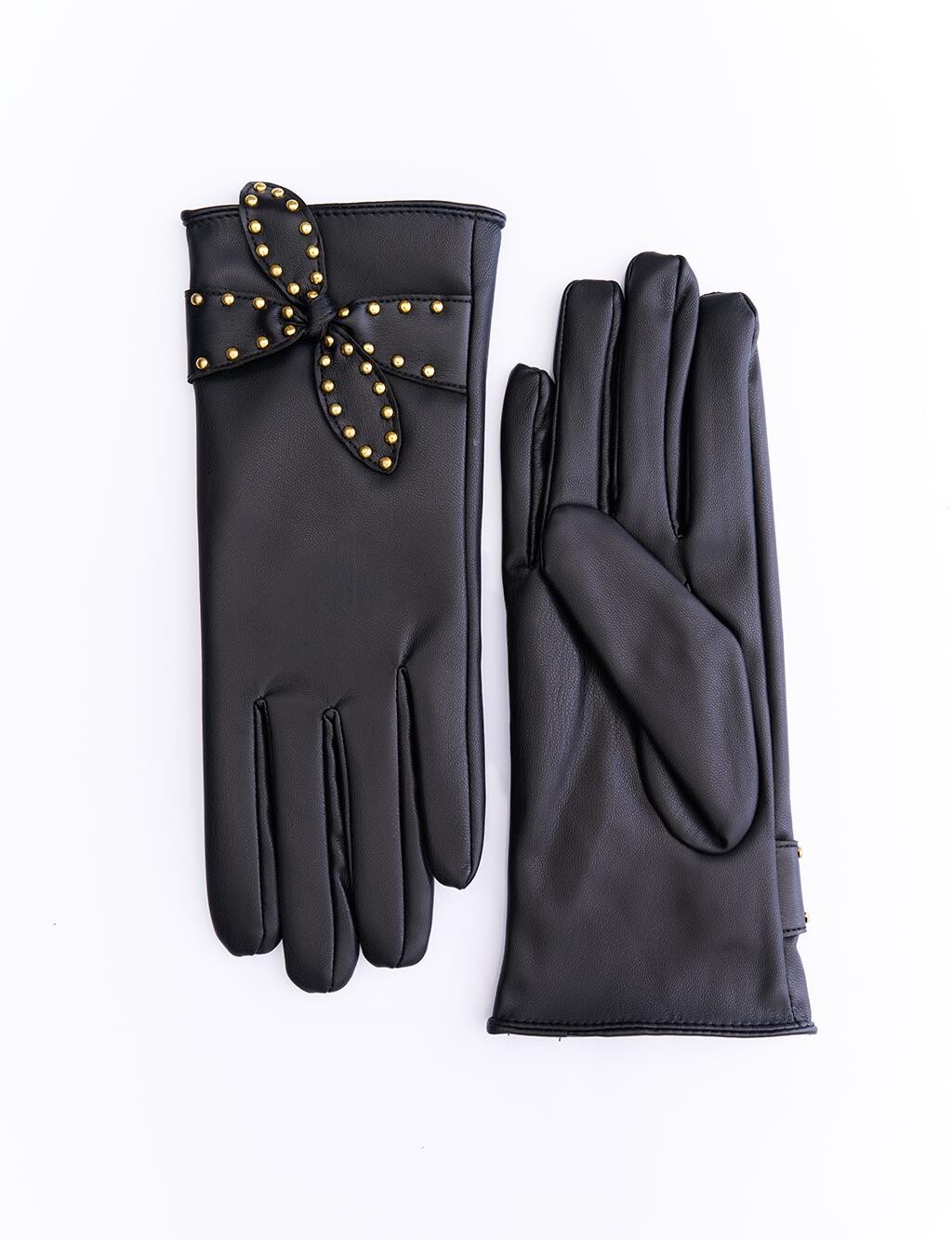 

Платок Staple Detailed Faux Leather Gloves Black Kayra