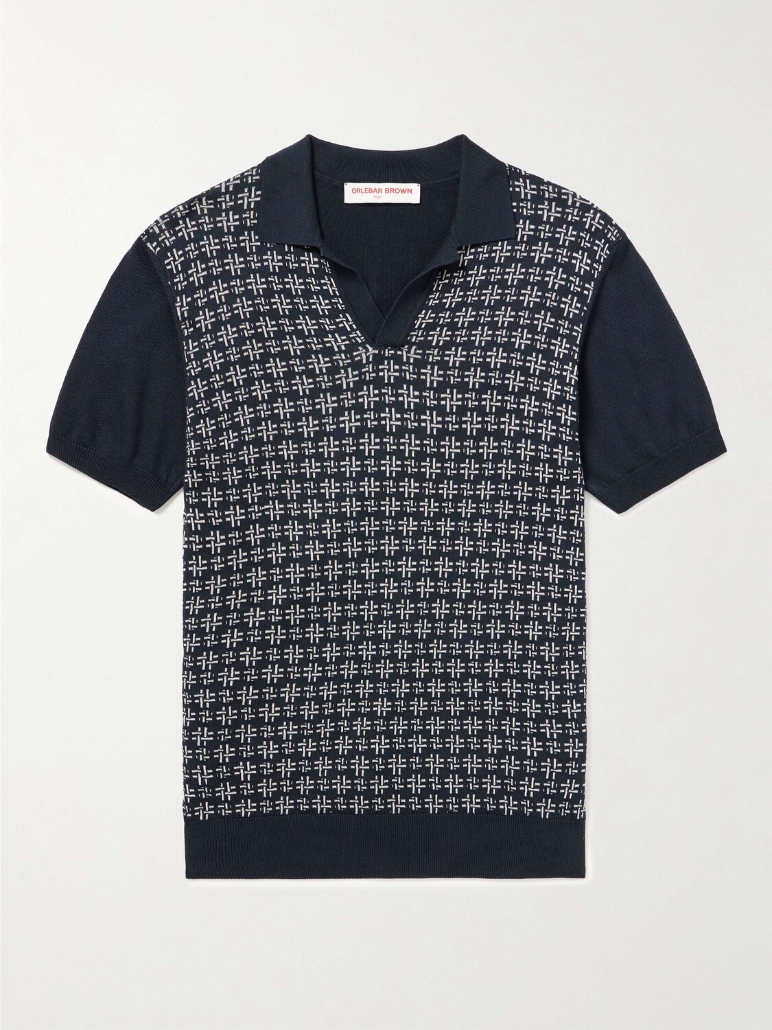 

Horton Slim-Fit Рубашка-поло из жаккарда с добавлением шелка малбери и хлопка ORLEBAR BROWN, нави