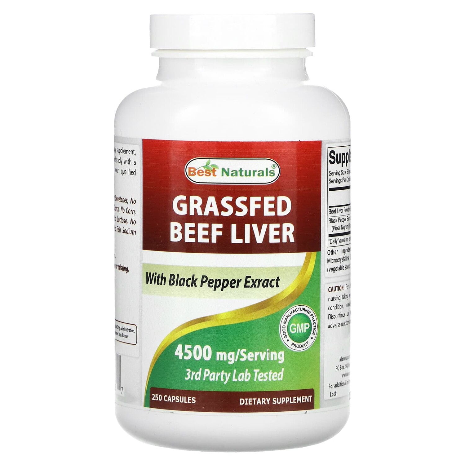 

Говяжья печень, 750 мг, 250 капсул, Best Naturals
