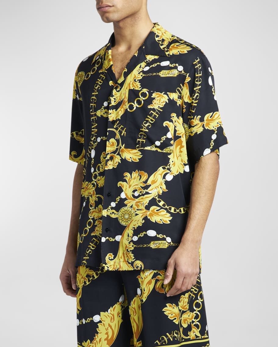 

Мужская рубашка Camp с логотипом на цепочке Versace Jeans Couture
