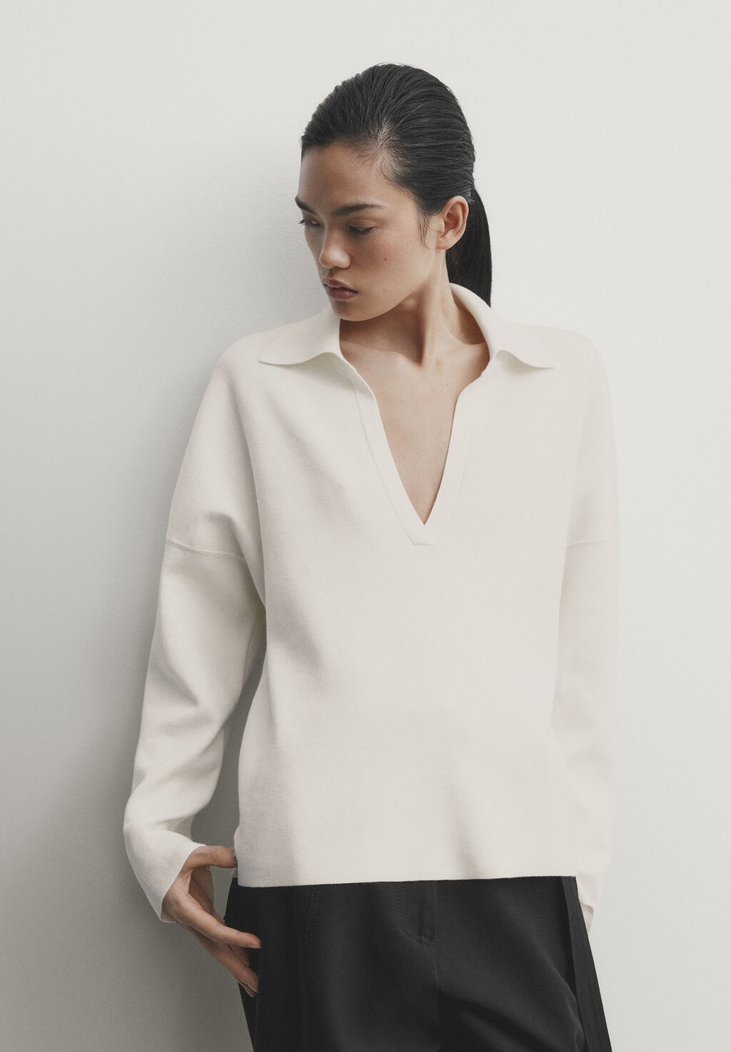 

Свитер Collar Massimo Dutti, бежевый