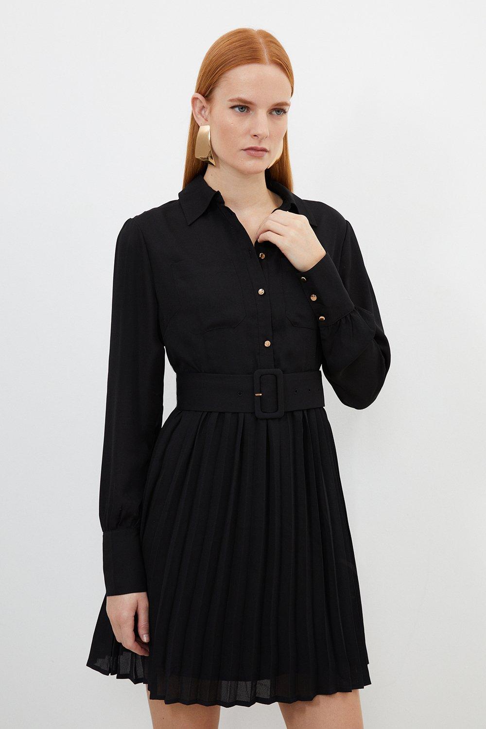 Тканое мини-платье-рубашка Petite Georgette Karen Millen, черный рубашка vila petite белый