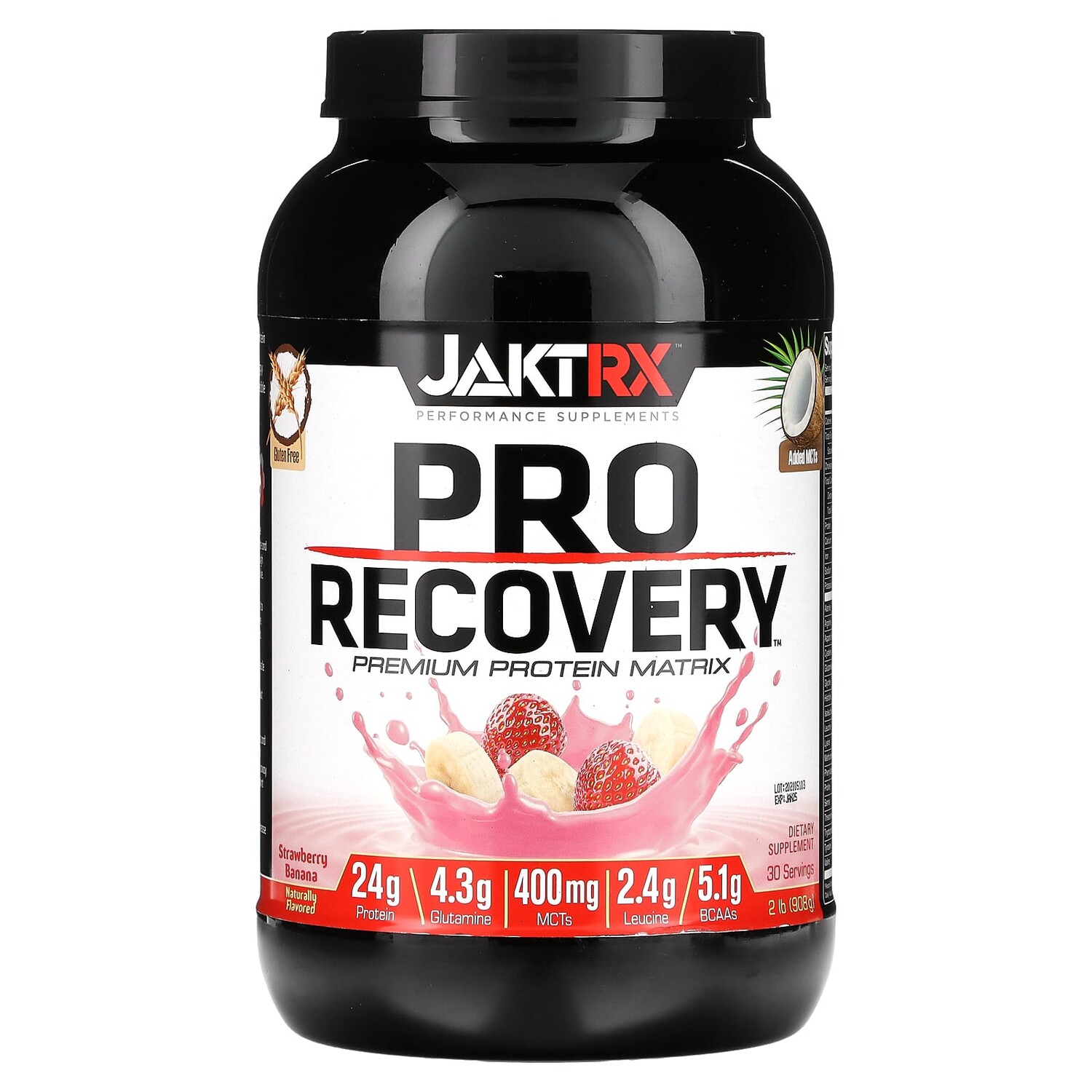

Pro Recovery, протеиновая матрица премиального качества, клубника и банан, 908 г (2 фунта), JAKTRX