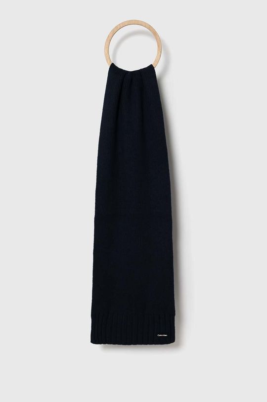 Шерстяной шарф Calvin Klein, темно-синий