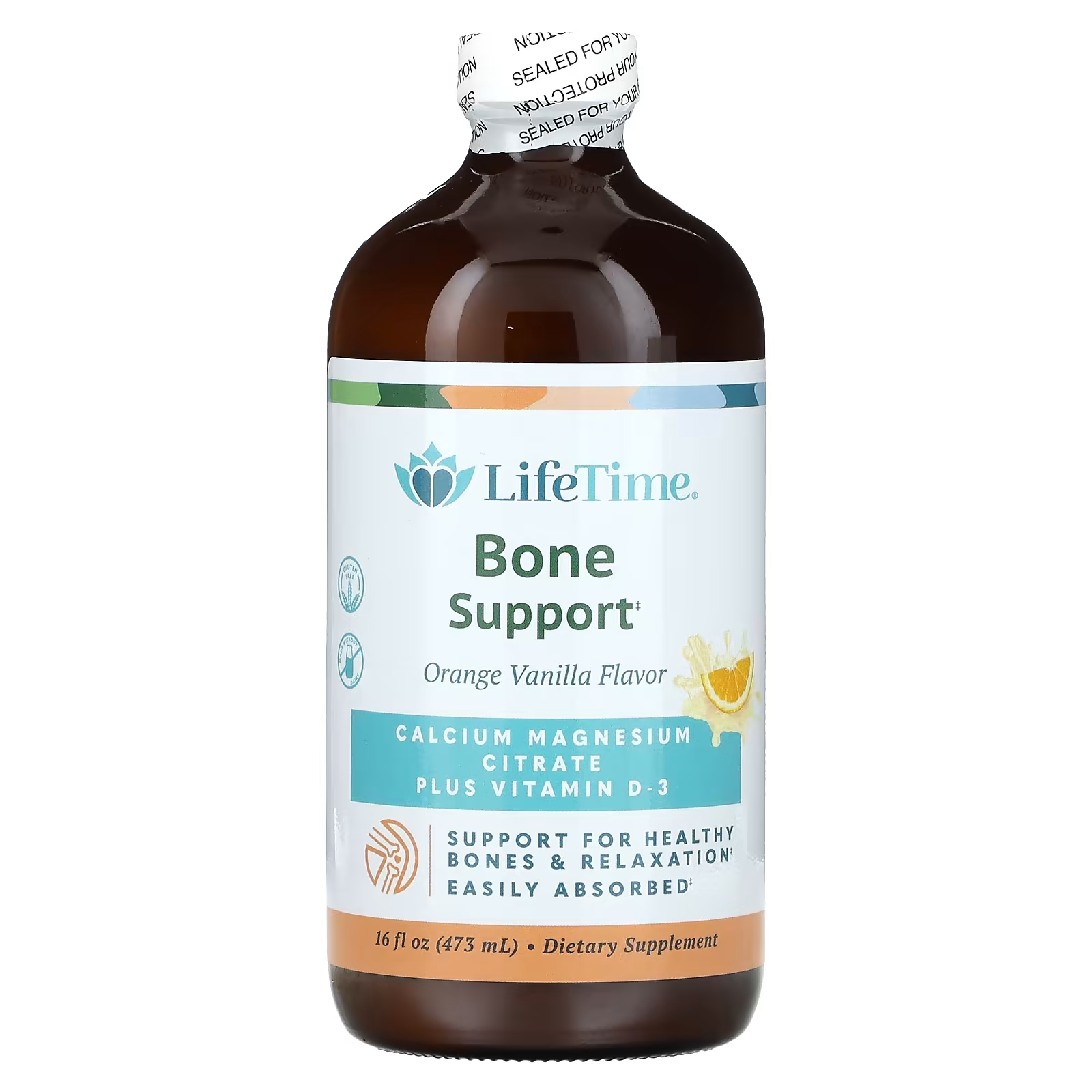 LifeTime витамины для поддержки костей, цитрат кальция, магния плюс витамин D-3, апельсин, ваниль, 16 жидких унций (473 мл) LifeTime Vitamins