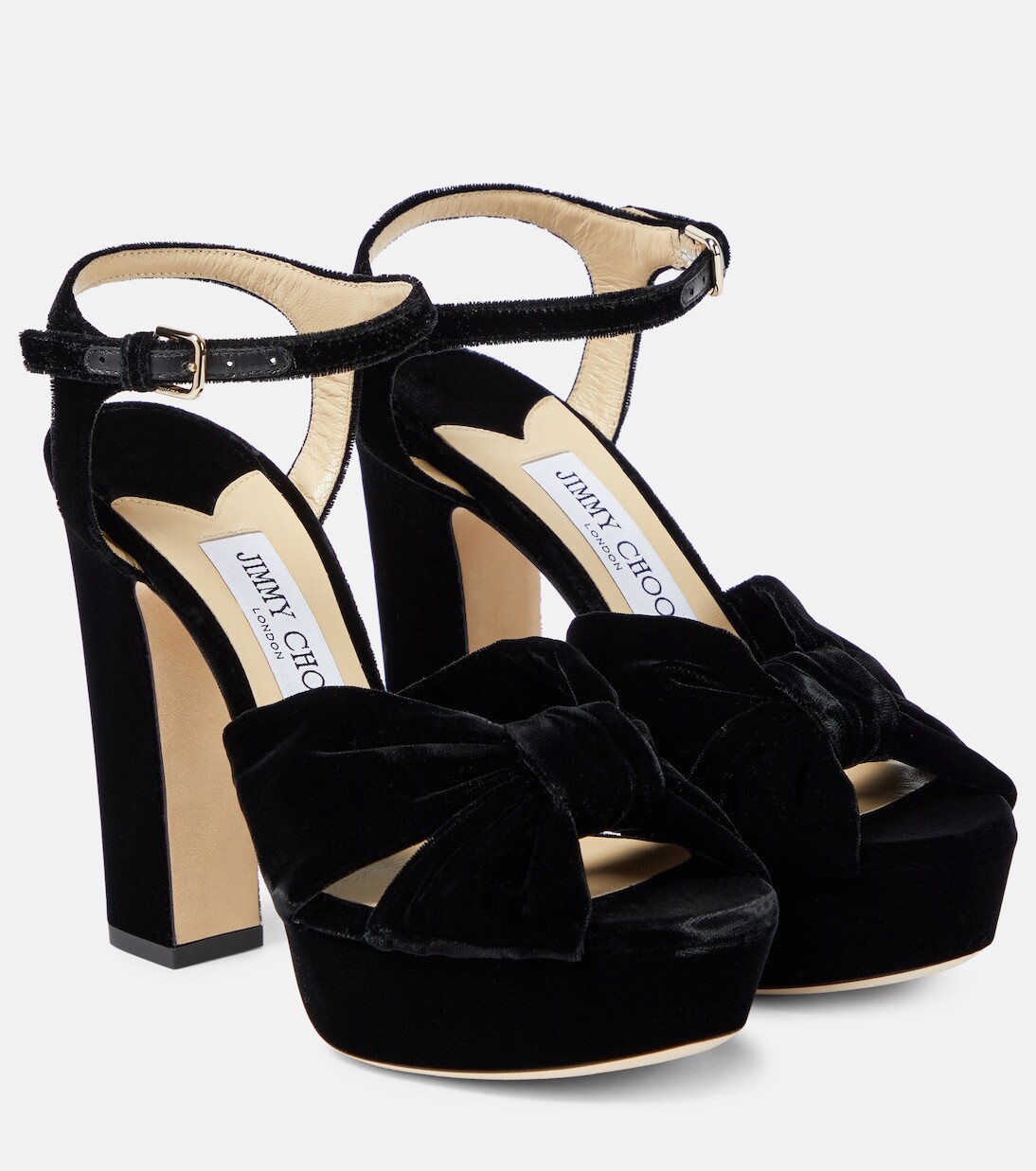

Бархатные босоножки на платформе heloise 120 Jimmy Choo, черный