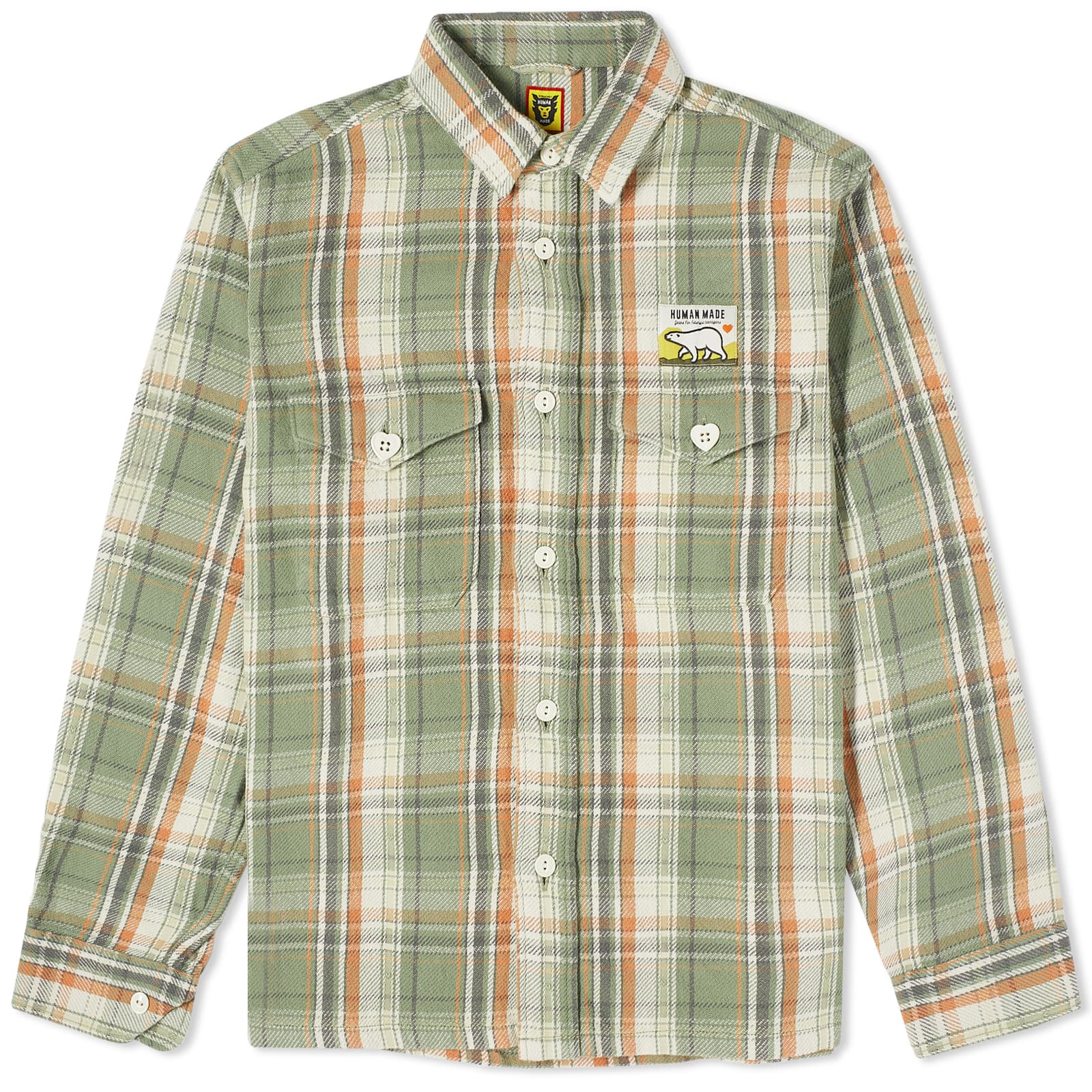 Рубашка Human Made Check Overshirt, зеленый autumn winter human made coat retro washed embroidered human made denim jackets for man