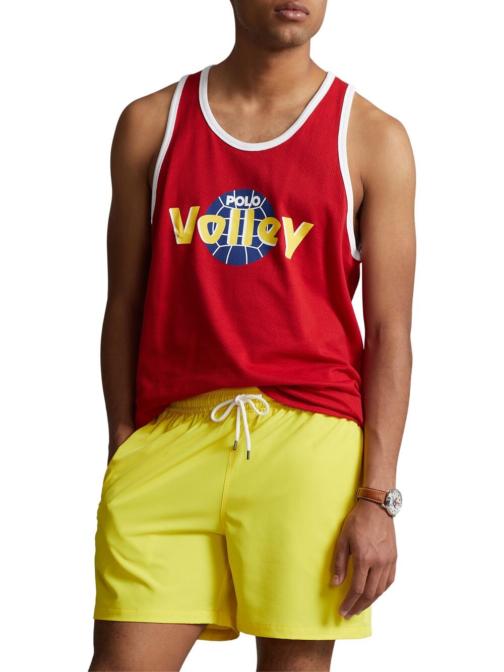 

Майка RL2000 Airtex Waffle Volley с логотипом Polo Ralph Lauren, красный