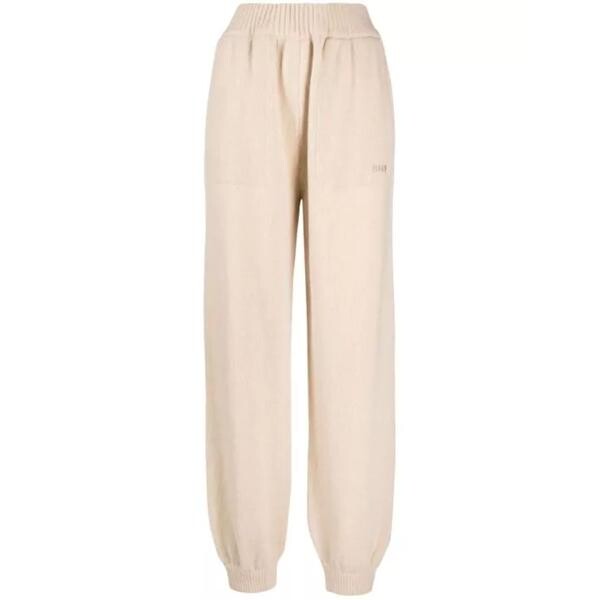 

Брюки beige embroidered-logo knitted track pants Msgm, бежевый