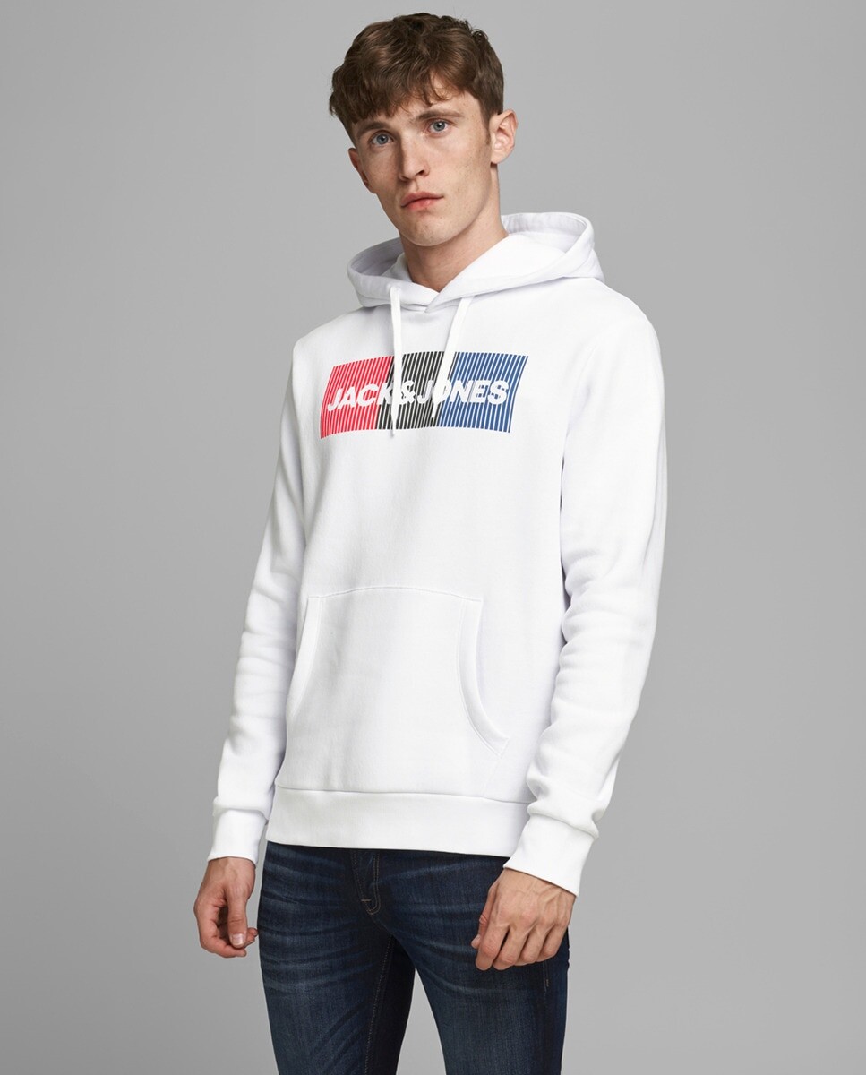 

Белая мужская толстовка с капюшоном Jack & Jones, белый