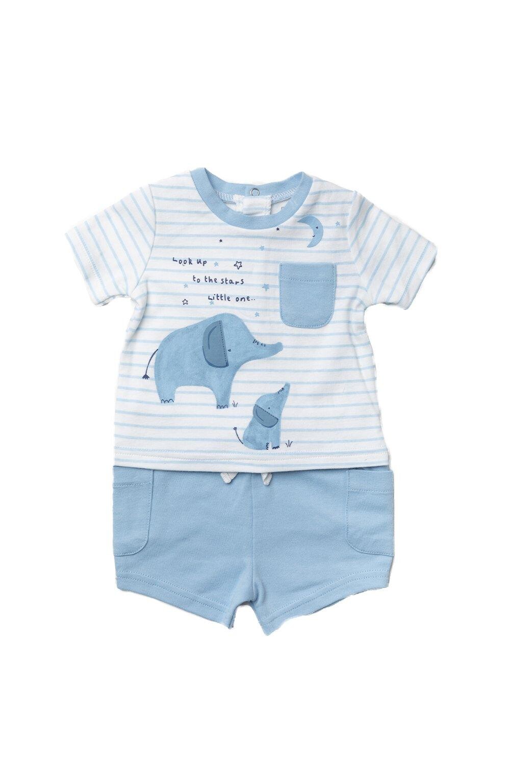 

Хлопковый комплект из 2 предметов с принтом слона Bonjour Bebe, синий