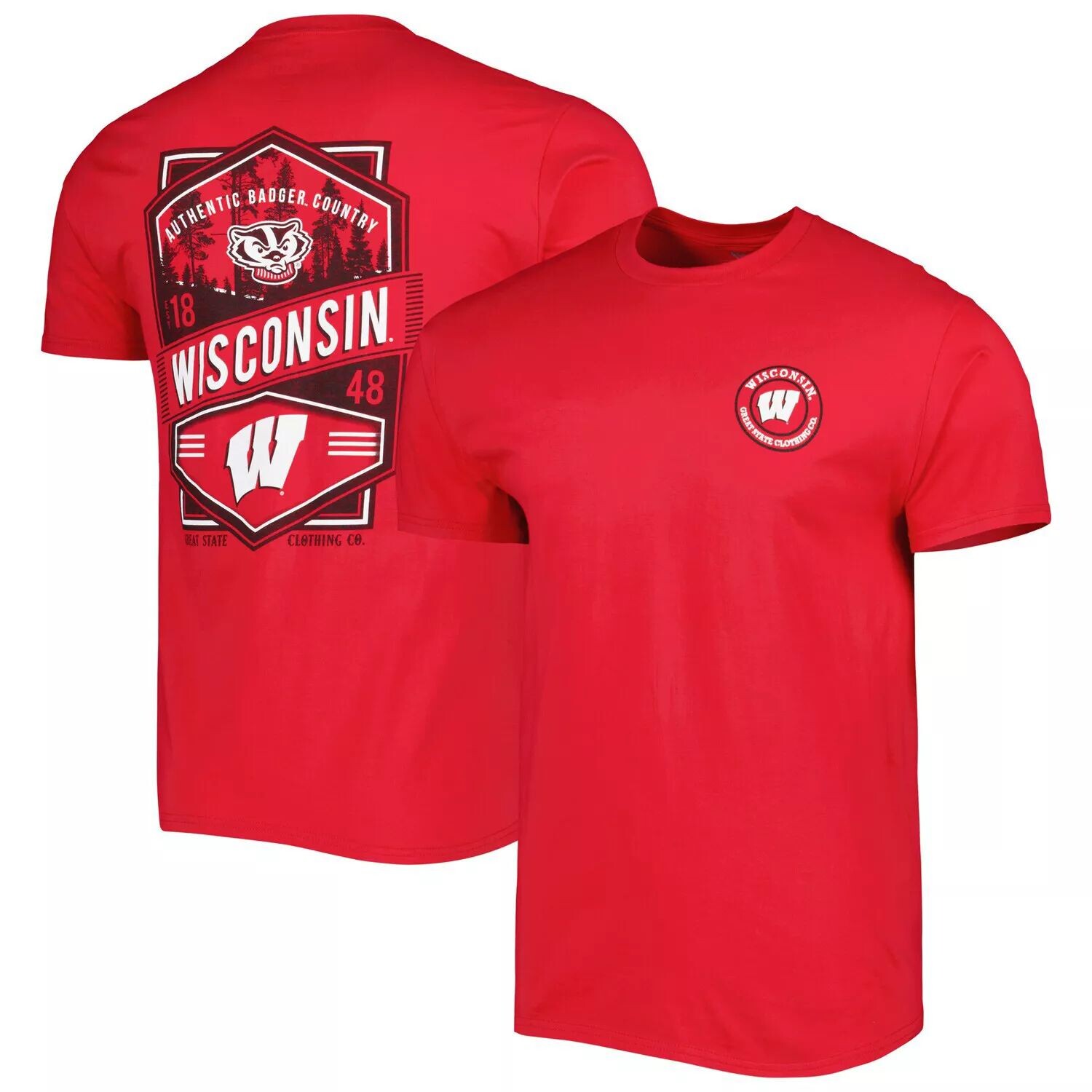 

Мужская футболка Red Wisconsin Badgers Double Diamond Crest