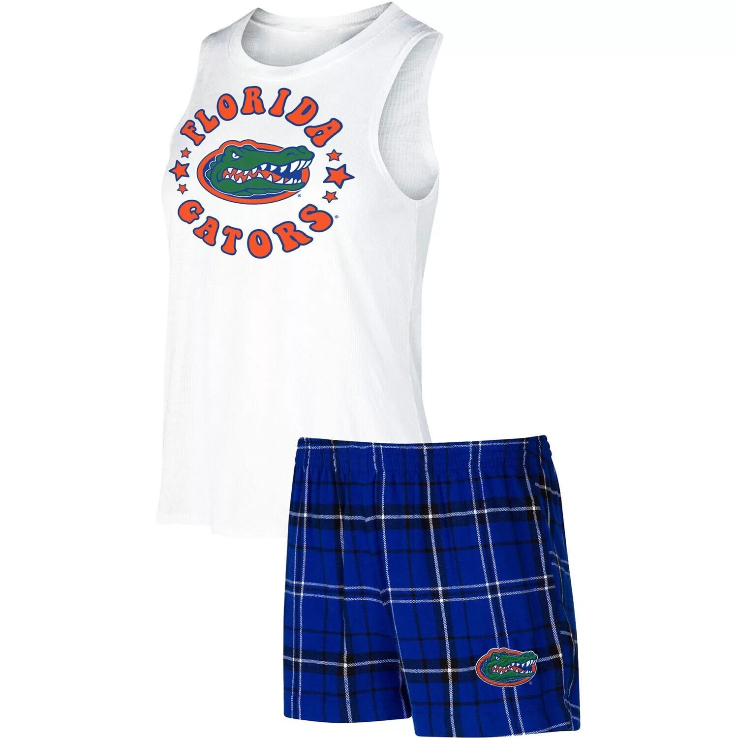 

Женский комплект для сна с фланелевой майкой и шортами Concepts Sport Royal/White Florida Gators Ultimate