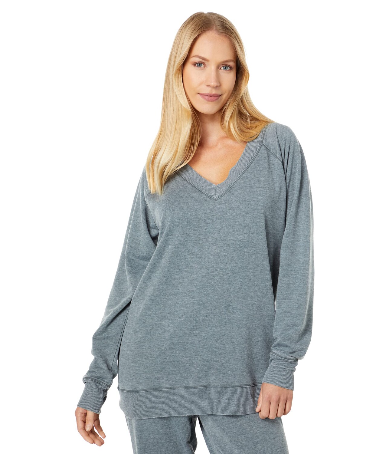 

Пуловер Mod-o-doc, Burnout Fleece Long Sleeve Open V-Neck Tunic, Серый