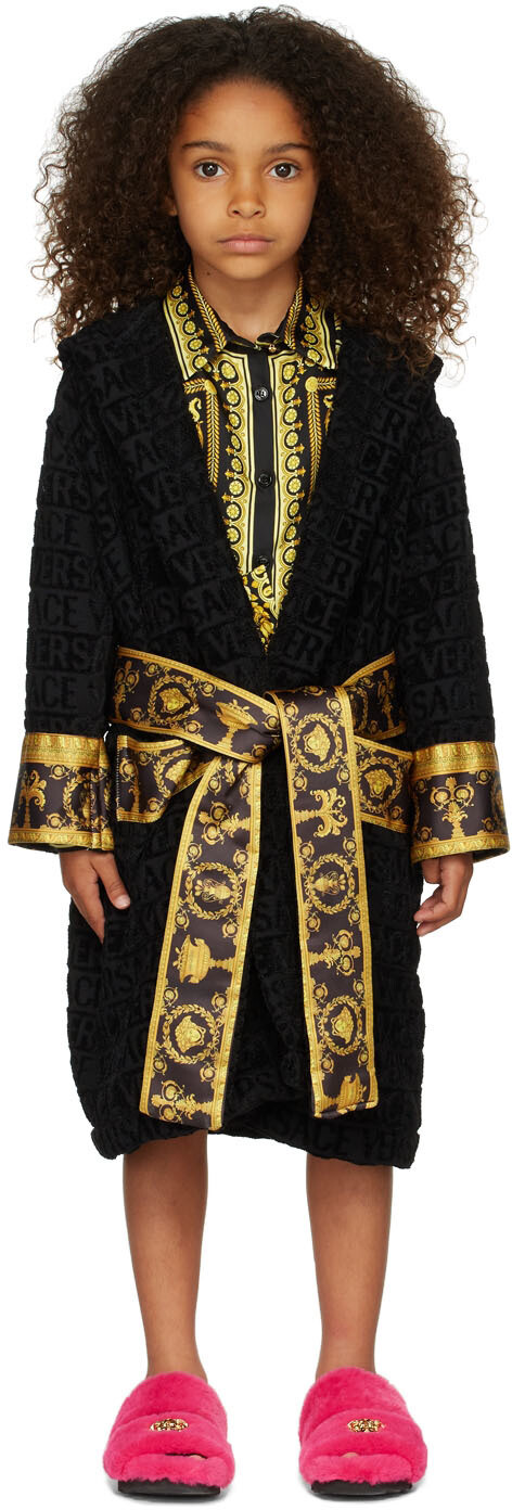

Детский банный халат с капюшоном I Heart Baroque Black I Heart Versace