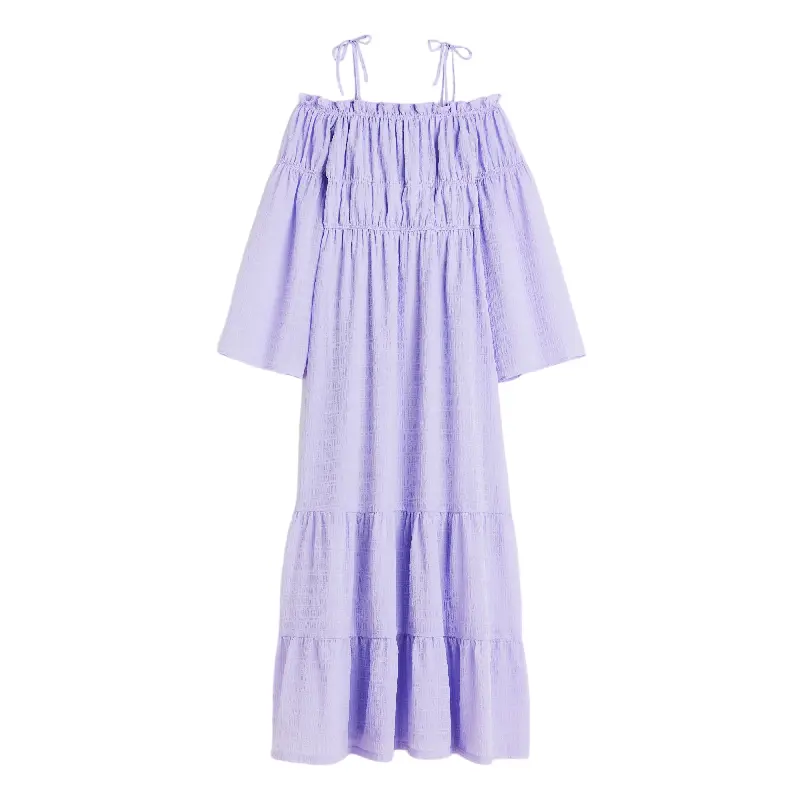 

Платье H&M Off-the-shoulder Tiered Maxi, сиреневый, Фиолетовый