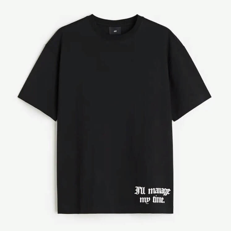 

Футболка с принтом H&M Relaxed Fit, черный