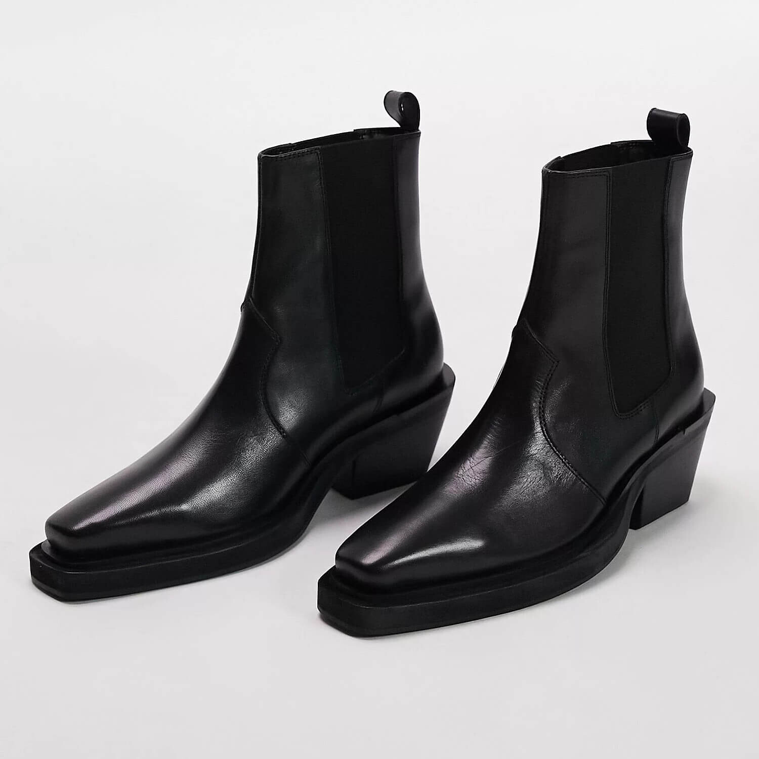 

Кожаные ботинки без застежки Topshop Maeve Western Ankle, черный